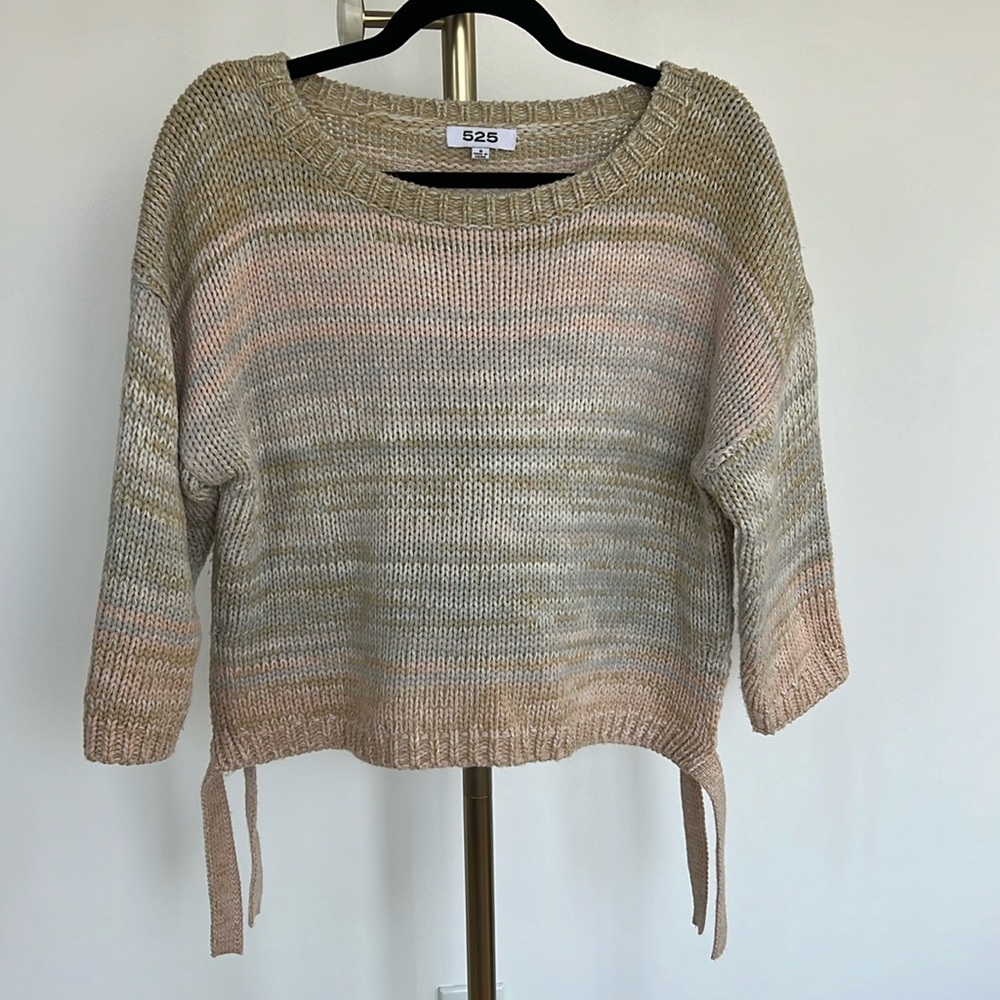 525 small boatneck short pastel sweater with tie sides